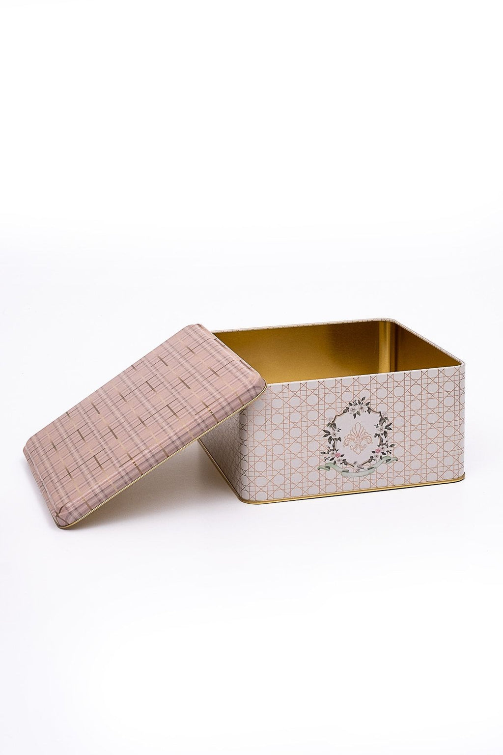 Er028-u7 Rosy Desenli Kare Metal Saklama Kabı 20x20 Cm