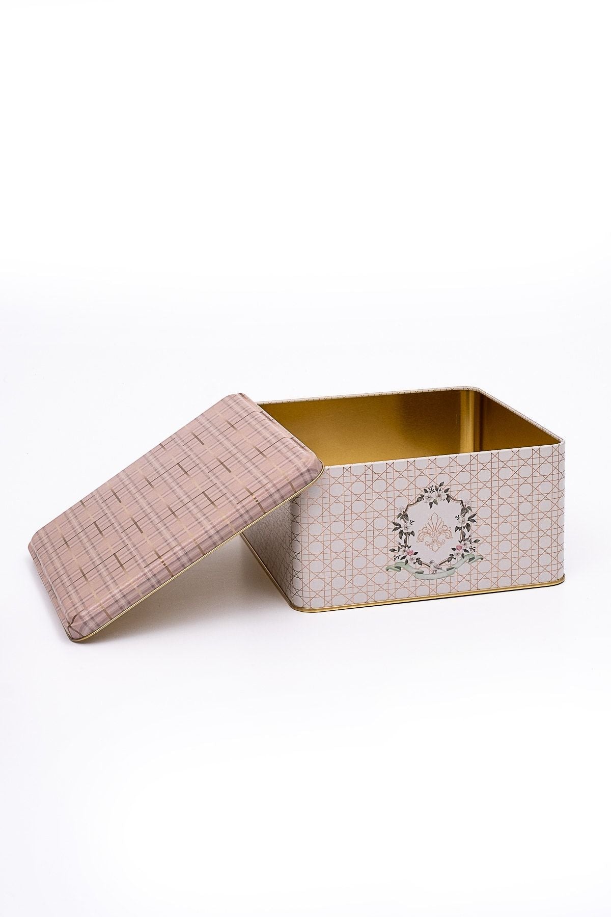 Er028-u7 Rosy Desenli Kare Metal Saklama Kabı 20x20 Cm