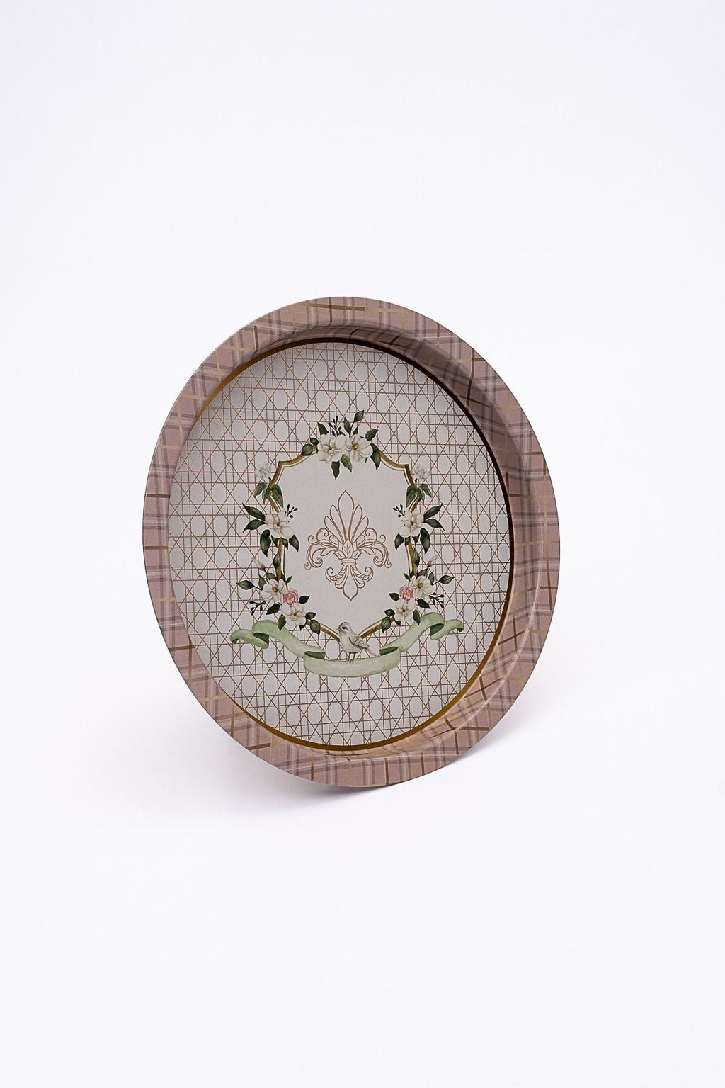 Ee197-u7 Rosy Desenli Yuvarlak Tepsi 32 Cm