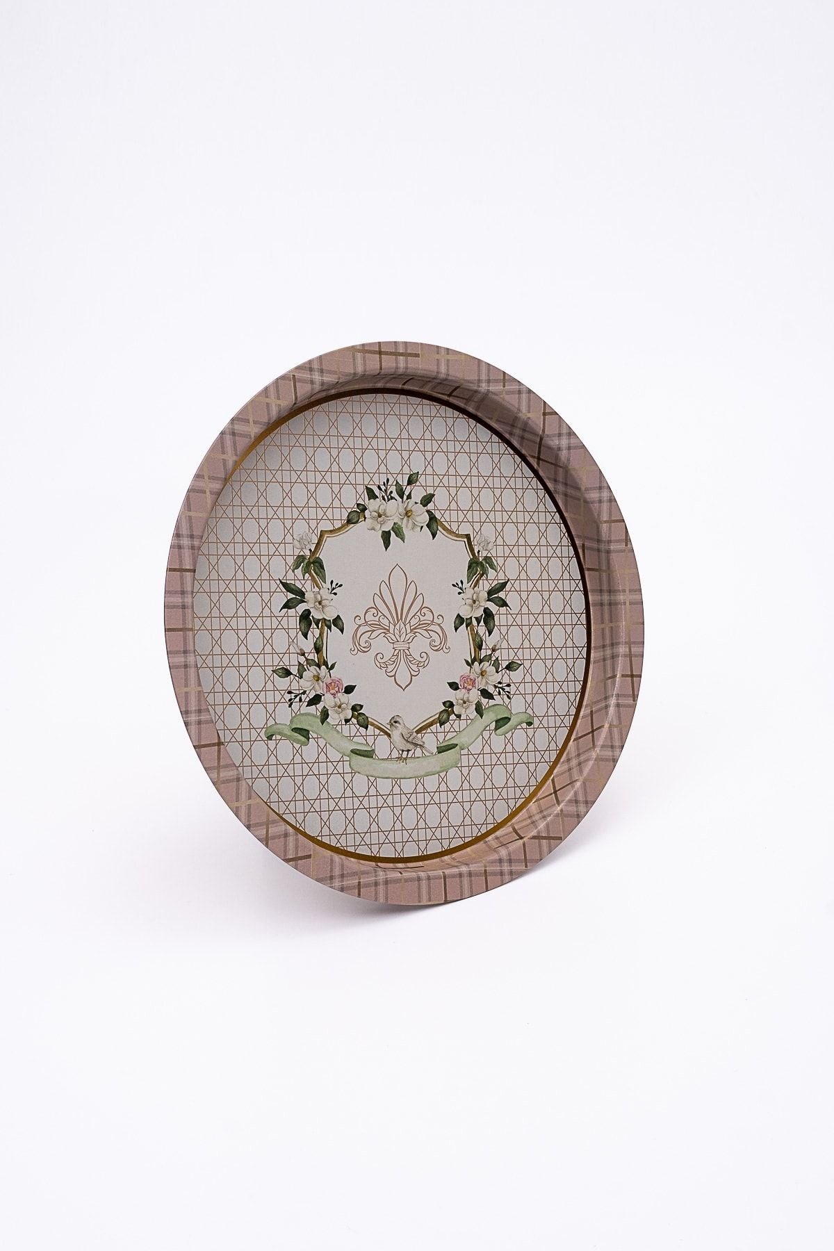 Ee197-u7 Rosy Desenli Yuvarlak Tepsi 32 Cm