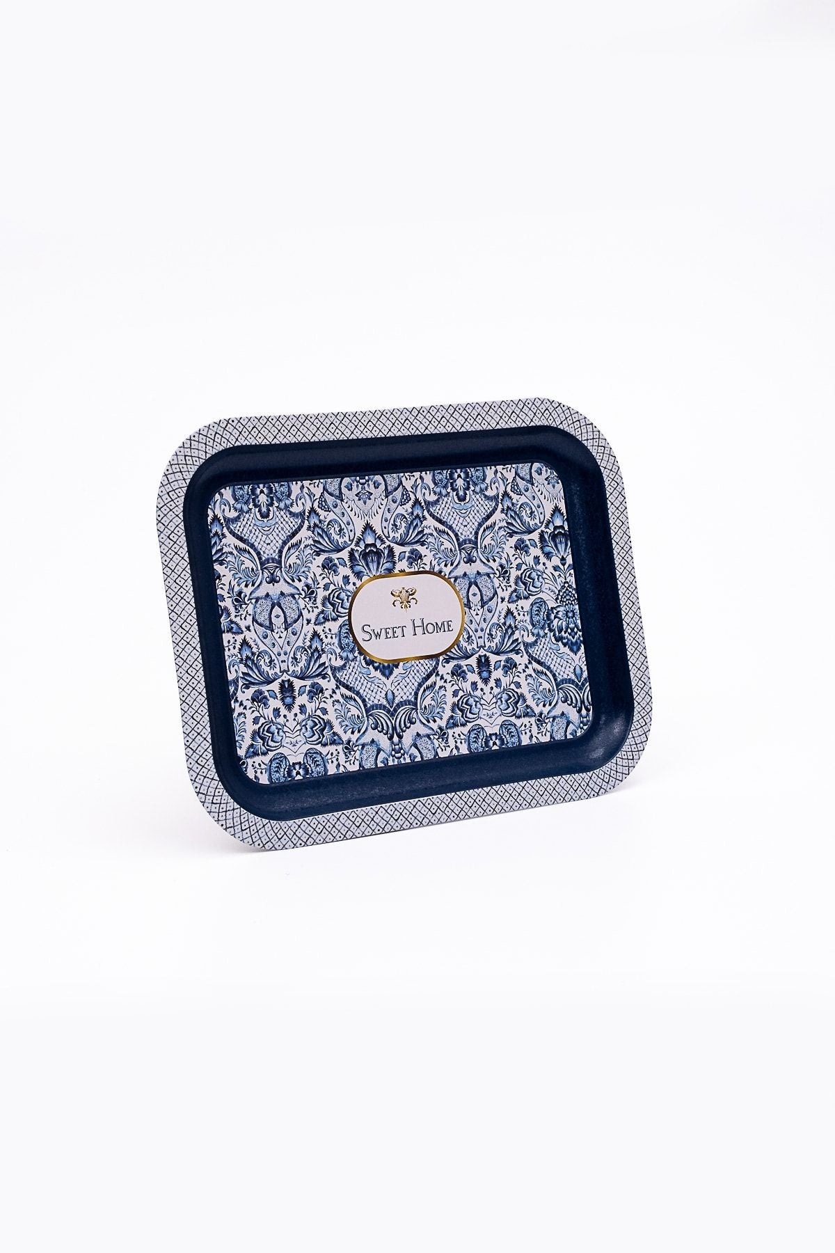 Azulejos Desenli Metal Tepsi - Çay Kahve Tepsisi - Sunum Tepsisi 23 Cm X 31 Cm Ee161-7n