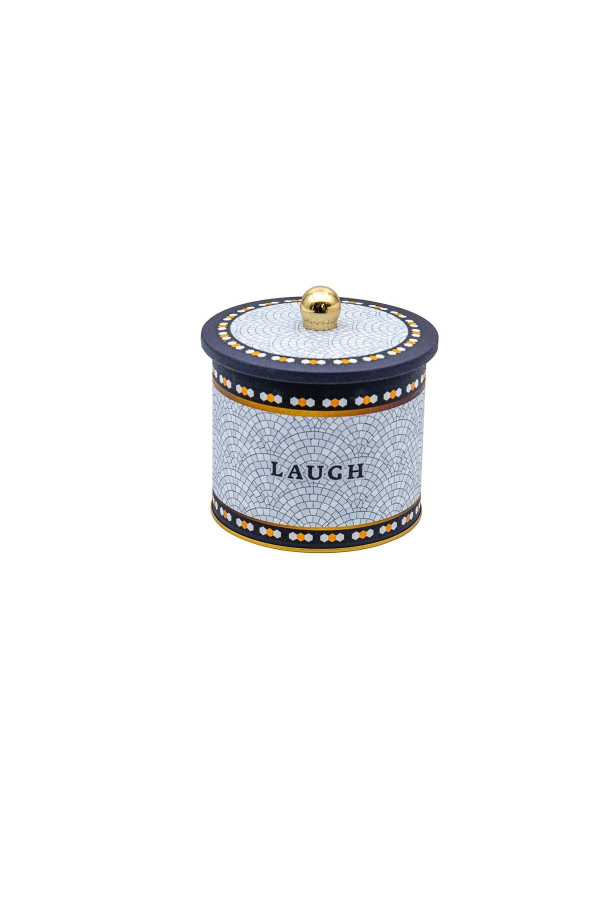 Mosaic Desenli Yuvarlak Metal Saklama Kabı, Erzak Saklama Kabı - Organizer 14 Cm X 12,5 Cm Er142-9b