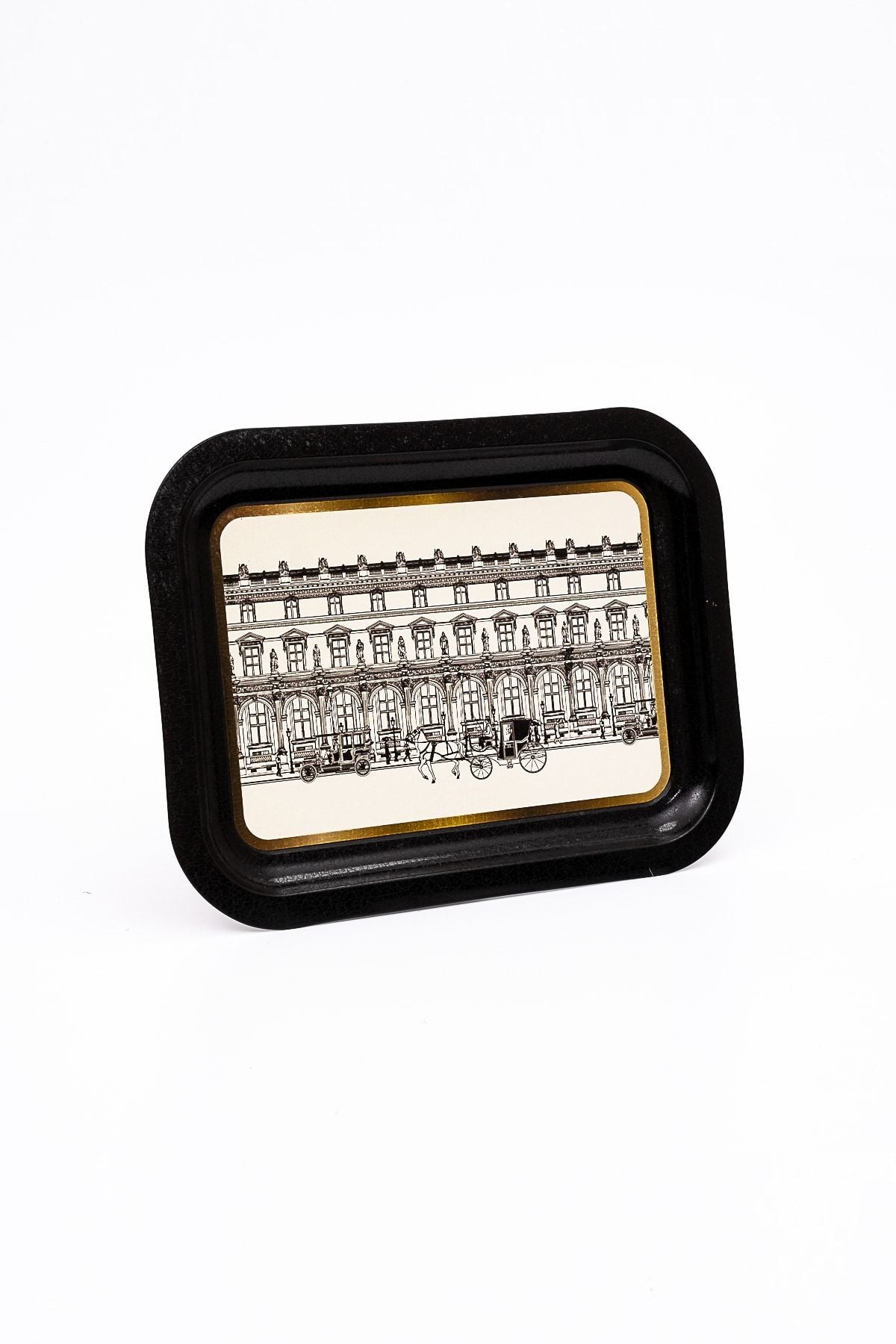 City Desenli Metal Tepsi - Çay Kahve Tepsisi - Sunum Tepsisi 23 Cm X 31 Cm Ee161-t9