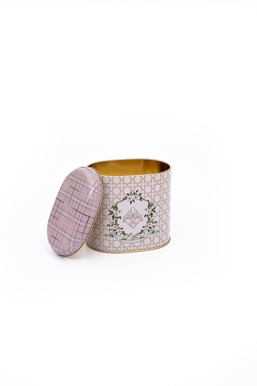 Er004-u7 Rosy Desenli Oval Metal Saklama Kabı 11x15 Cm