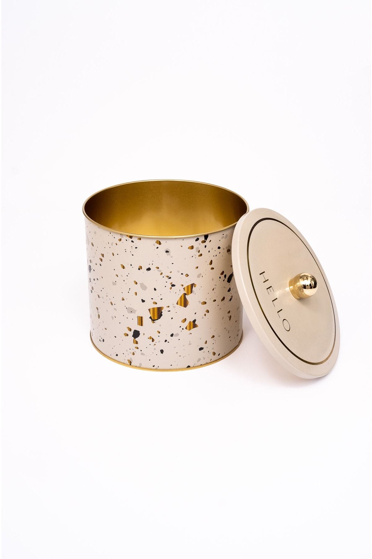 Terrazo Desenli Erzak Saklama Kabı - Metal Saklama Kabı 17,5 Cm X 15,5 Cm Er146-9g