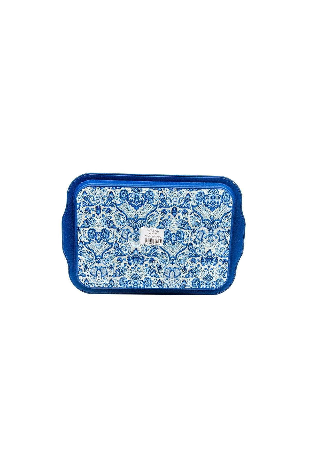 Azulejos Desenli Metal Tepsi - Çay Kahve Tepsisi - Sunum Tepsisi 21 Cm X 31 Cm Ee162-7n