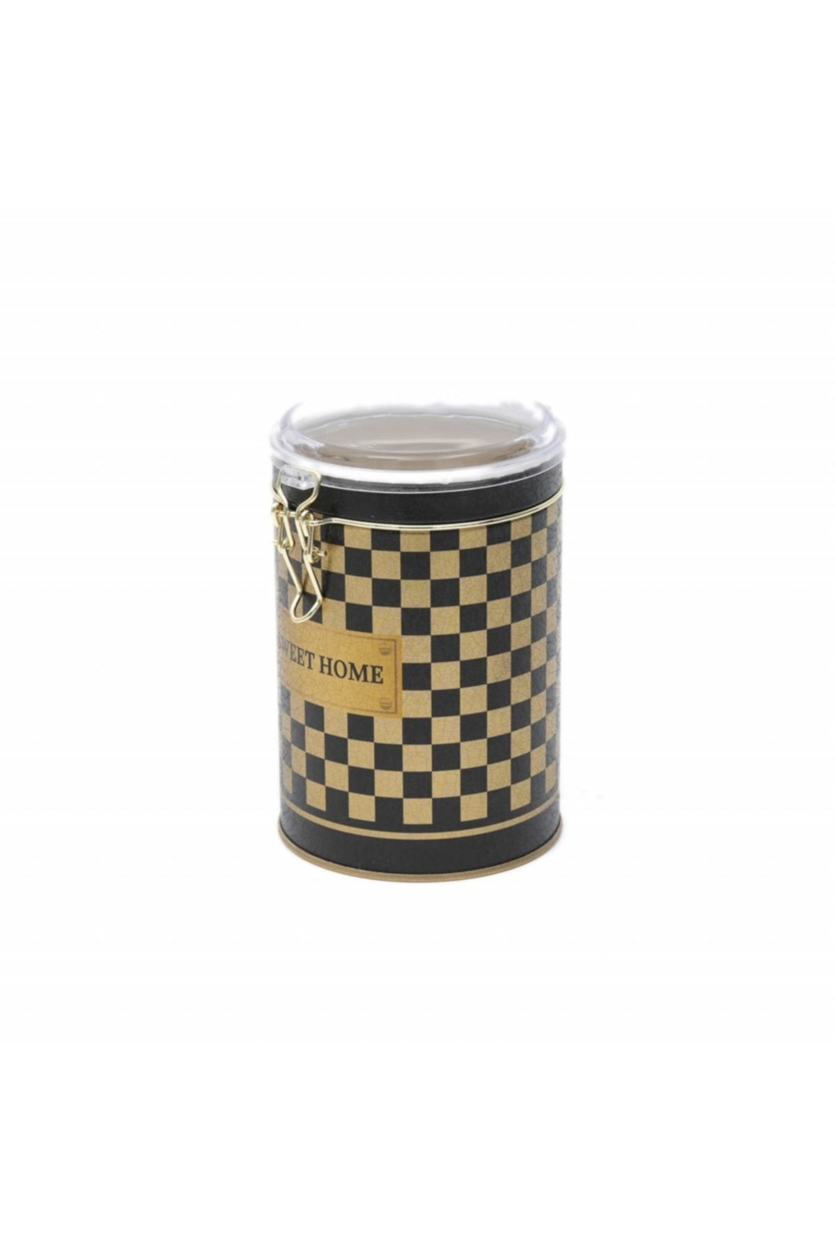 Evle Yuvarlak Kutu, Ø105x150 mm, Şeffaf Kilitli Kapak, 1,1 lt, Checkers Black_Swt Home