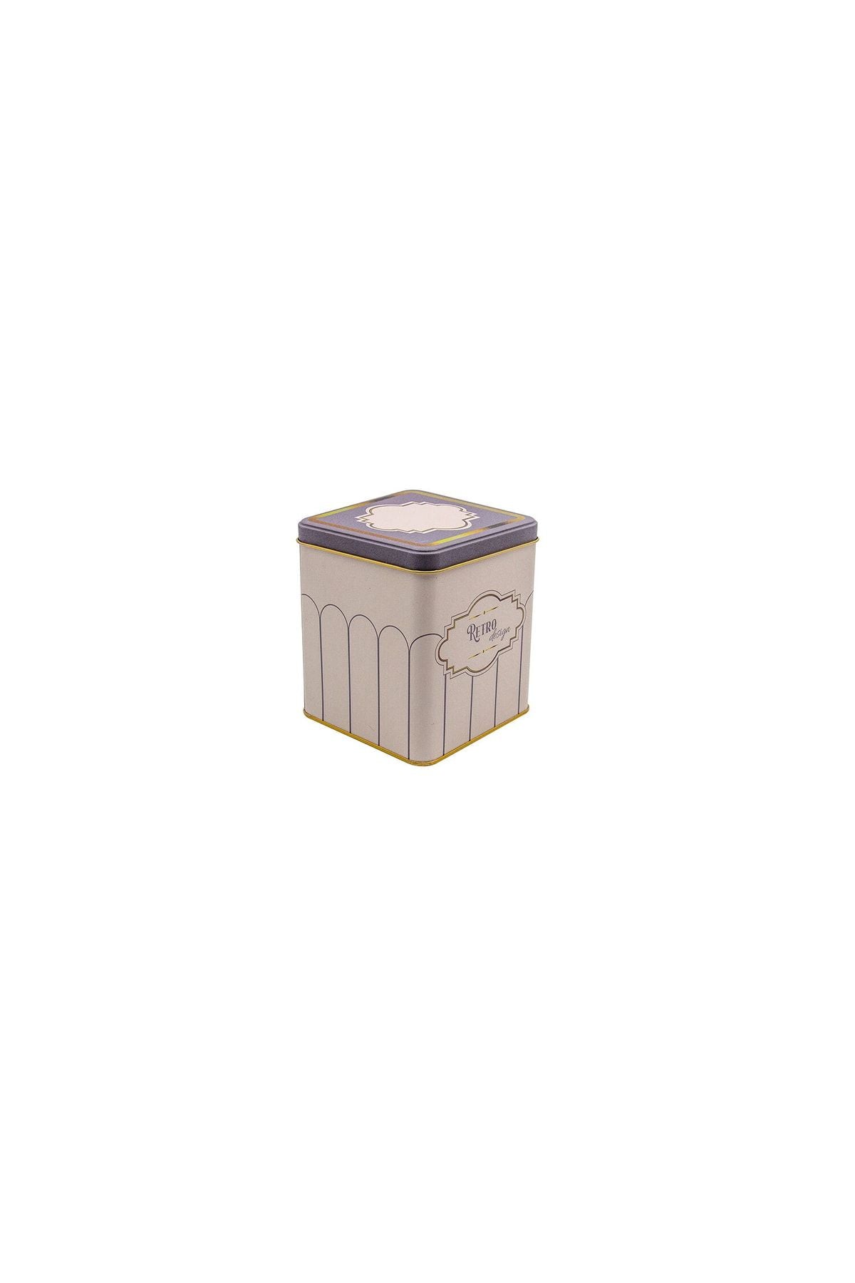 Er024-u6 Retro Desenli Kare Metal Saklama Kabı 12x12 Cm