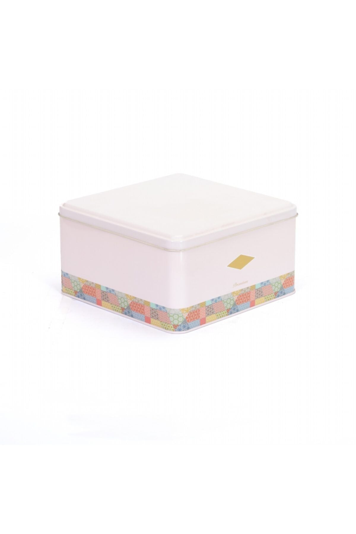 Ef026-58 Morocco Pink Desenli Kare Metal Saklama Kabı 16x16 Cm