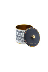 City Desenli Yuvarlak Metal Saklama Kabı,, Erzak Saklama Kabı - Organizer 14 Cm X 12,5 Cm Er142-3f