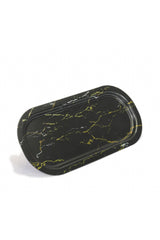 Ef168-50 Marble Black Desenli Oval Tepsi 16x35 Cm