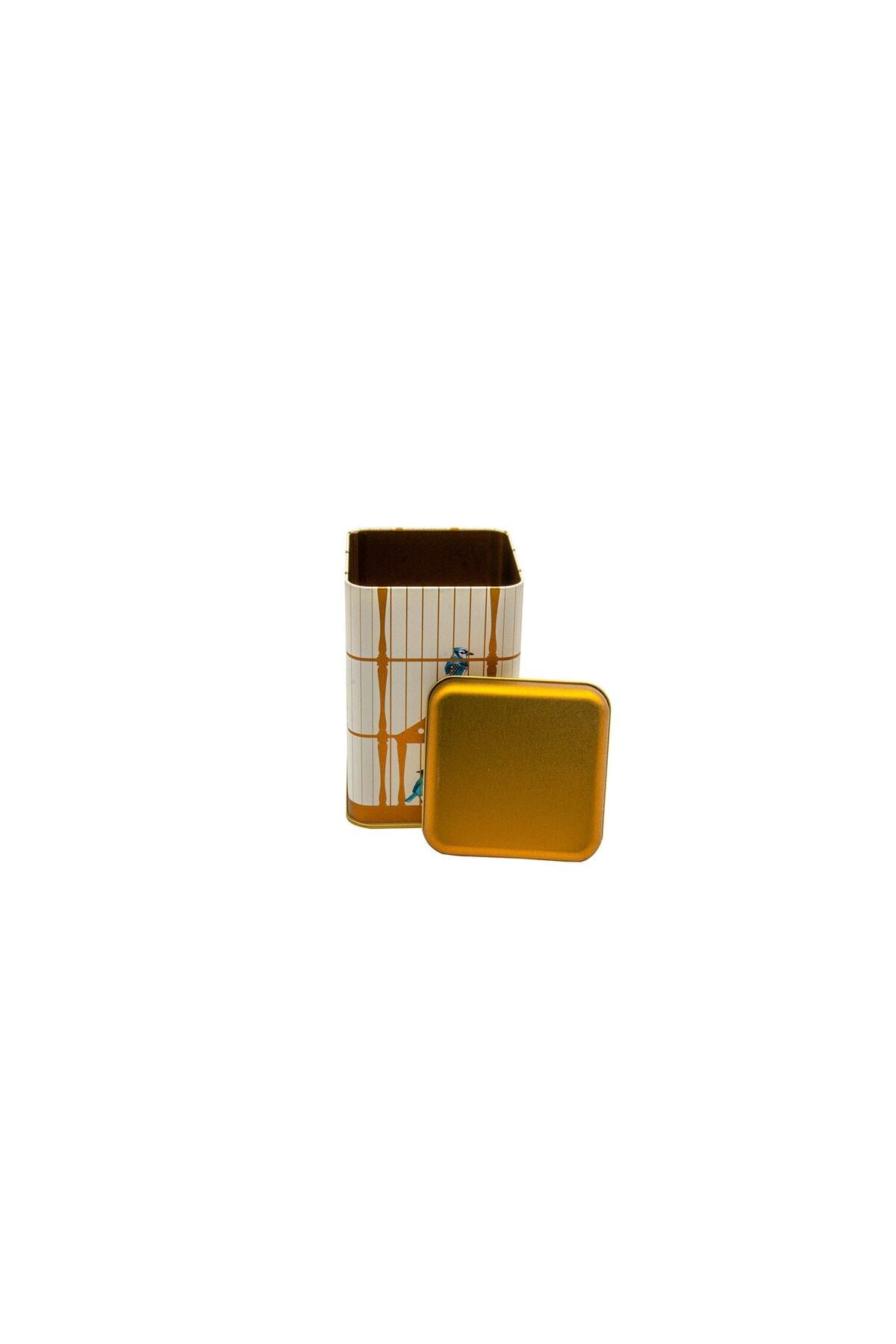 Evle Er022-7a Elegance Coffee Desenli Kare Metal Saklama Kabı 11x11 Cm