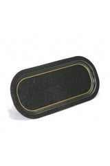 Ef168-24 Flat Black Gold_swt Home Desenli Oval Tepsi 16x35 Cm