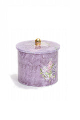 Ef143-28 Flower Purple Desenli Yuvarlak Metal Saklama Kabı 14 Cm