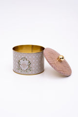 Rosy Desenli Erzak Saklama Kabı - Metal Saklama Kabı 14 Cm X 10 Cm Er141-u7