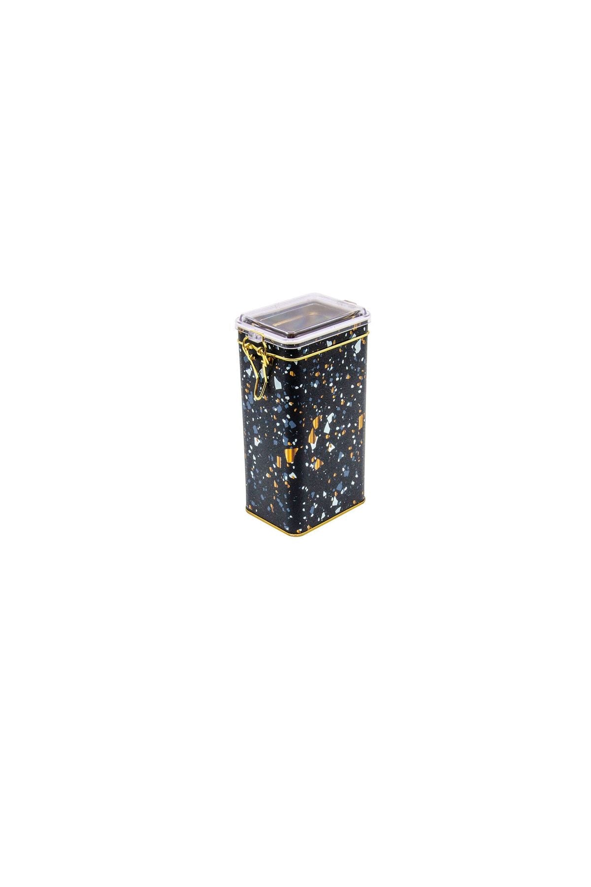 Er053-1h Terrazzo Black Desenli Dikdörtgen Metal Saklama Kabı 8x10 Cm