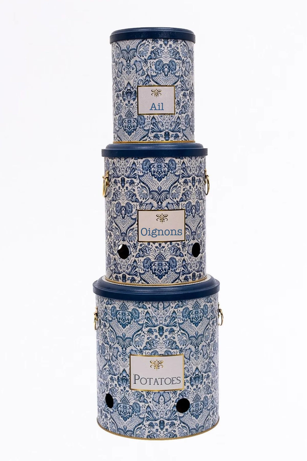 Patates Soğan Sarımsak Saklama Kabı 3 lü Set, Azulejos