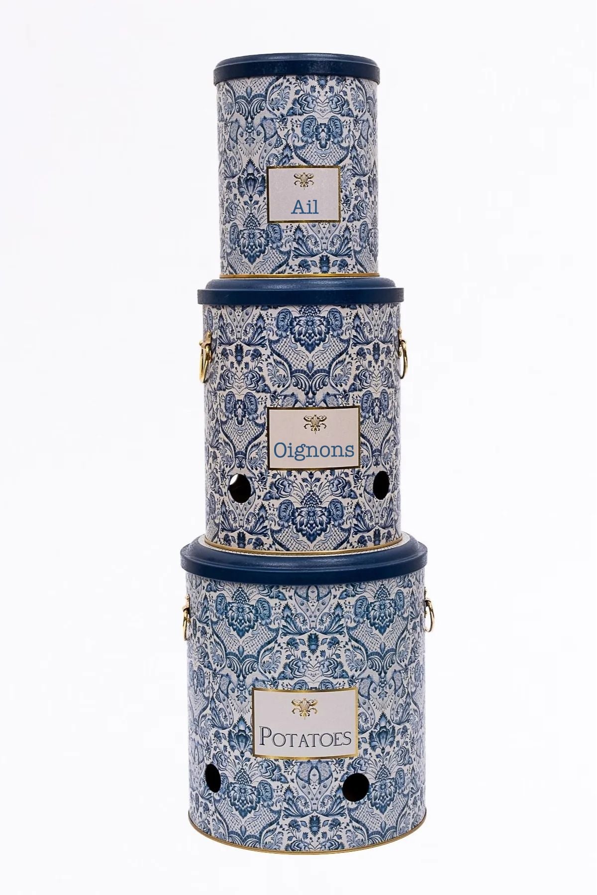 Evle Patates Soğan Sarımsak Saklama Kabı 3 lü Set, Azulejos