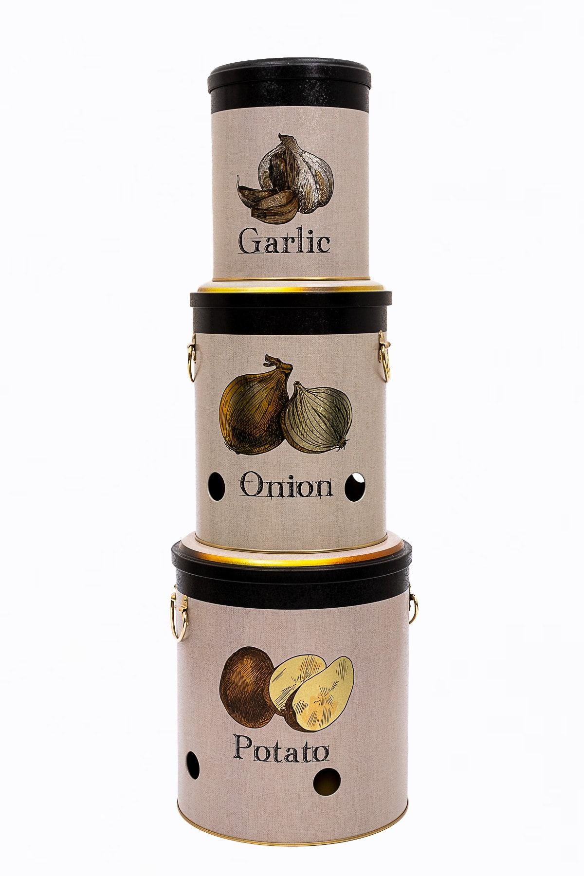 Patates Soğan Sarımsak Saklama Kabı 3 lü Set, Azura