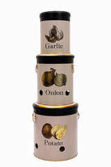 Patates Soğan Sarımsak Saklama Kabı 3 lü Set, Azura