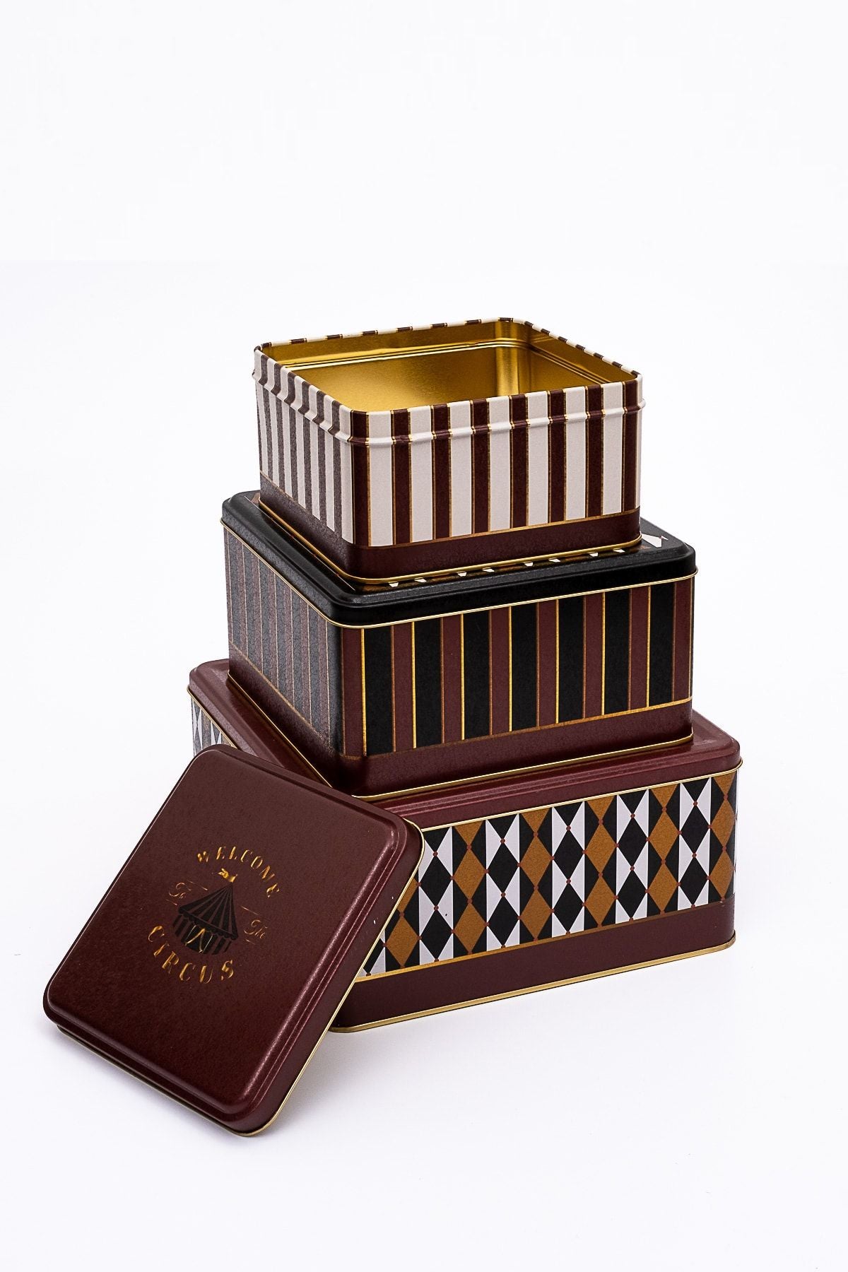 Circus Desenli Metal Saklama Kabı, Organizer Kutu, Makyaj Organizeri Erb13t8