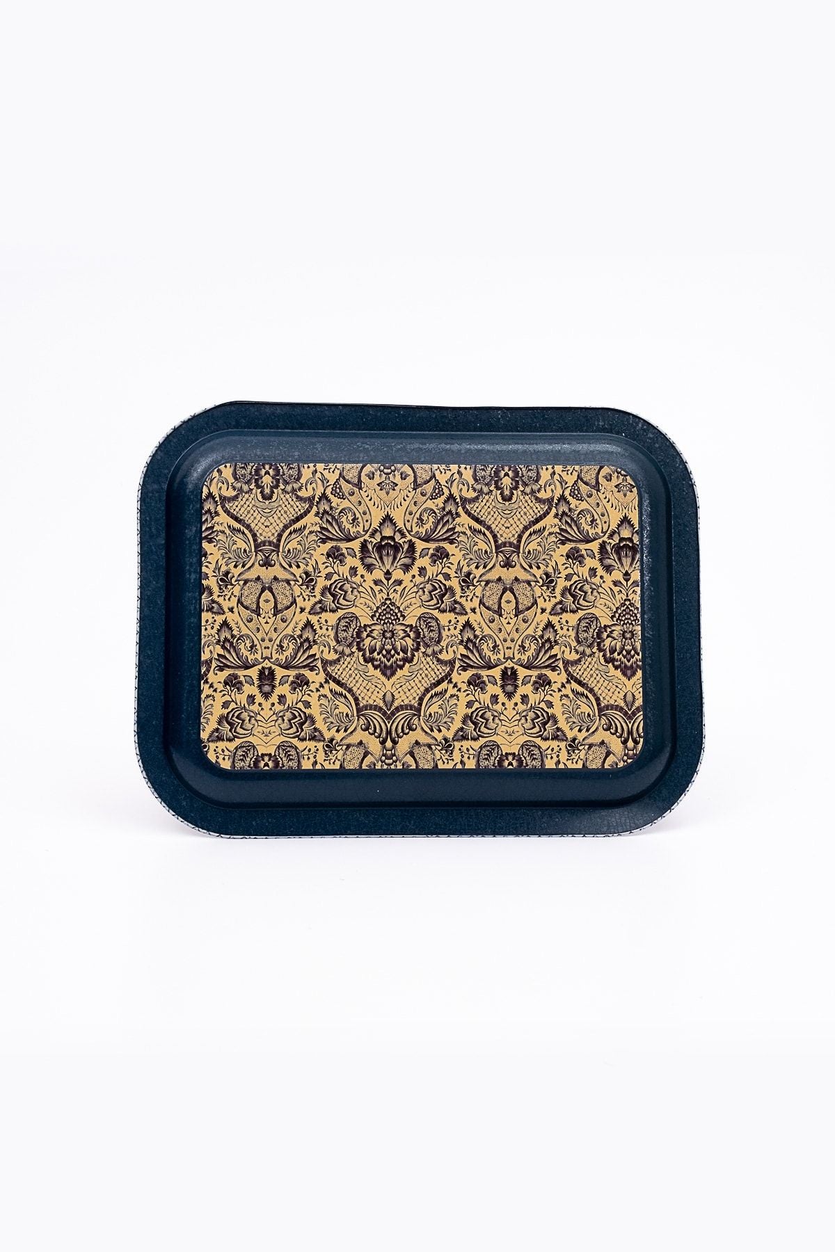 Azulejos Desenli Metal Tepsi - Çay Kahve Tepsisi - Sunum Tepsisi 23 Cm X 31 Cm Ee161-7n