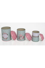 Efc10-c4 101_vintage Flowers Desenli Silindir Metal Saklama Kabı 12 Cm