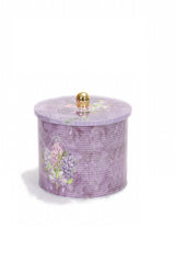 Ef143-28 Flower Purple Desenli Yuvarlak Metal Saklama Kabı 14 Cm