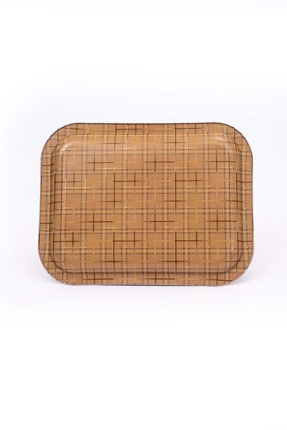 Rosy Desenli Metal Tepsi - Çay Kahve Tepsisi - Sunum Tepsisi 23 Cm X 31 Cm Ee161-u7