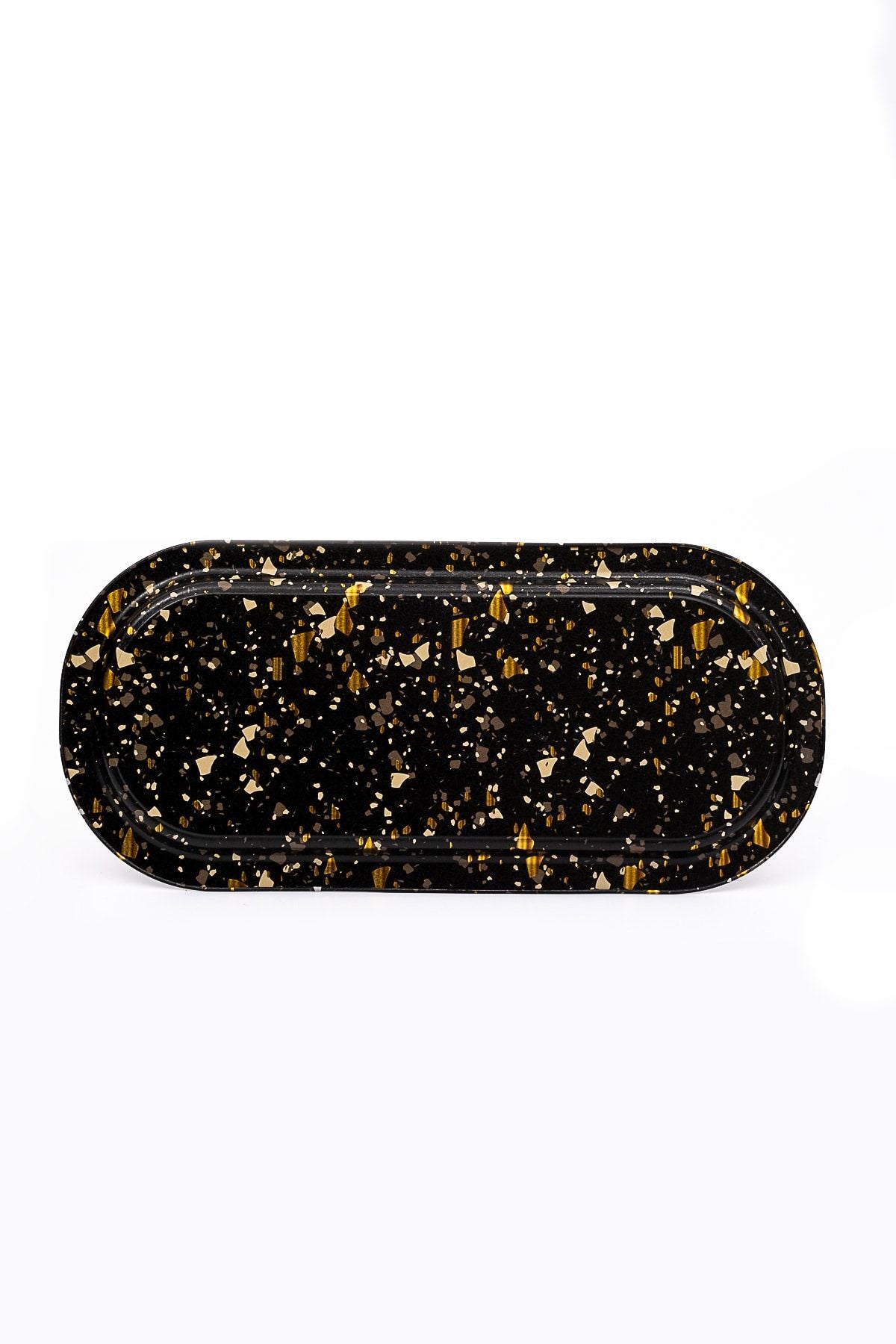 Ee168-1h Terrazzo Black Desenli Oval Tepsi 16x35 Cm