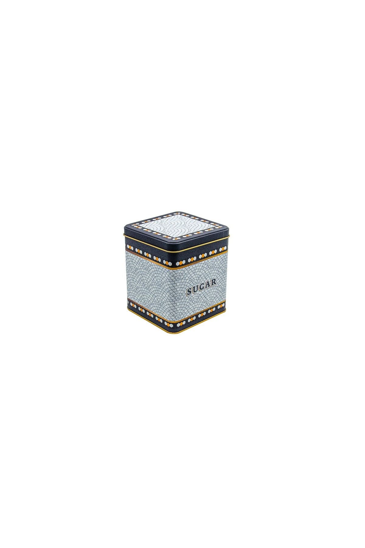Er024-6d Mosaic Sugar Desenli Kare Metal Saklama Kabı 12x12 Cm