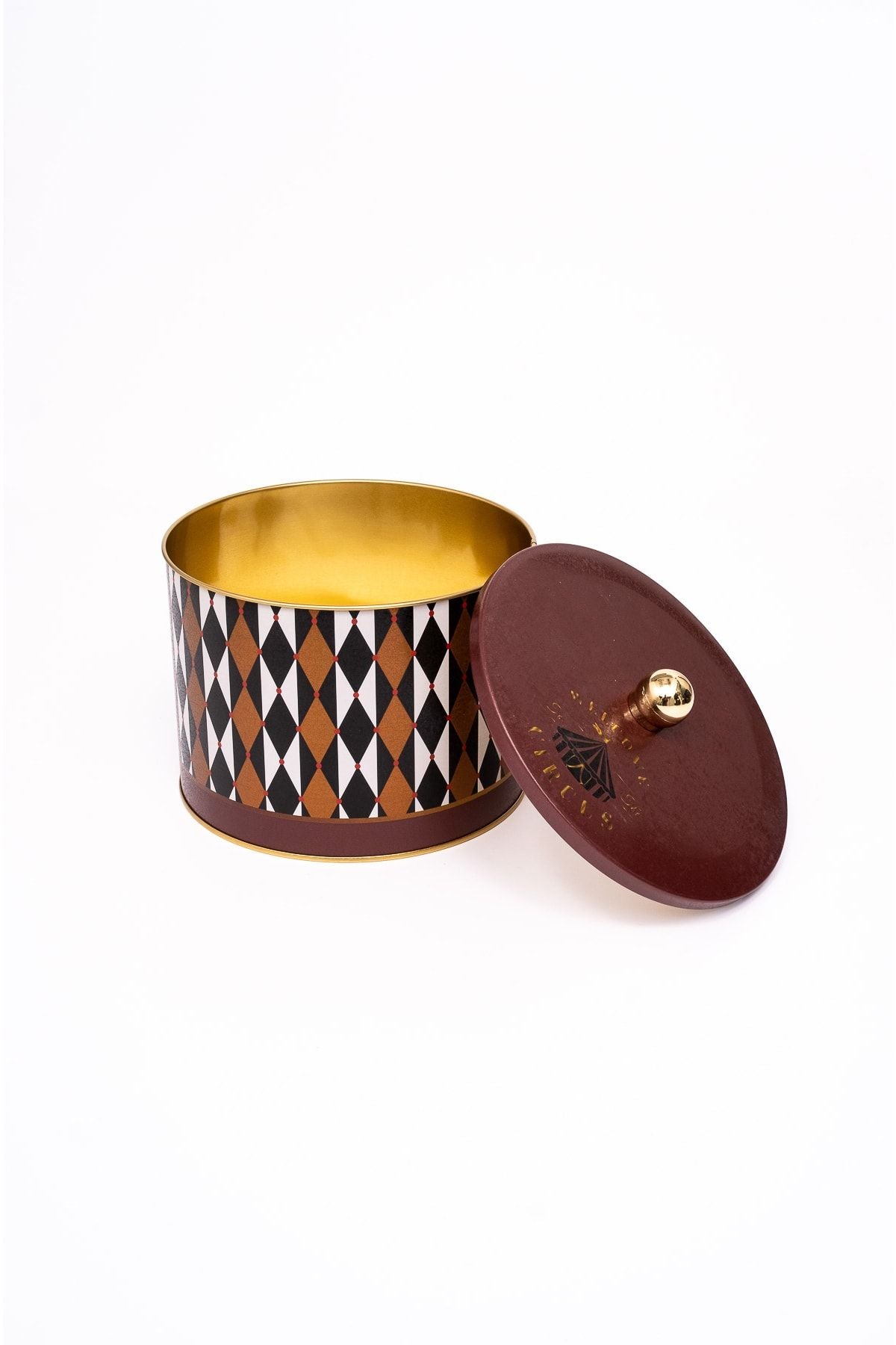 Circus Desenli Yuvarlak Metal Saklama Kabı 14 Cm, Erzak Kabı - Organizer 17,5 Cm X 13 Cm Er145-t8