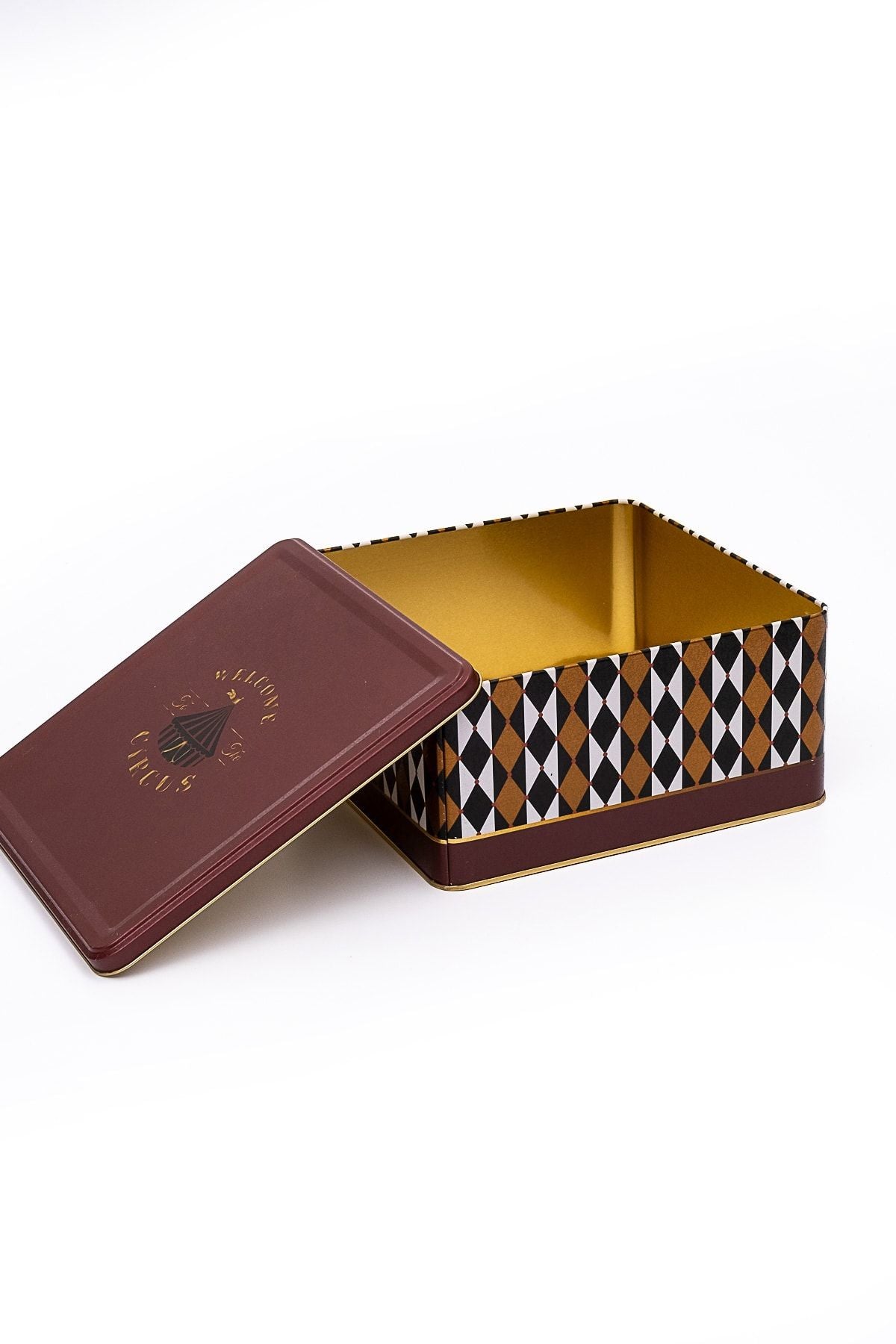 Er029-t8 Circus Desenli Kare Metal Saklama Kabı 24x24 Cm