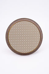 Rosy Desenli Yuvarlak Metal Tepsi - Çay Kahve Tepsisi - Sunum Tepsisi 37 Cm Ee163-u7