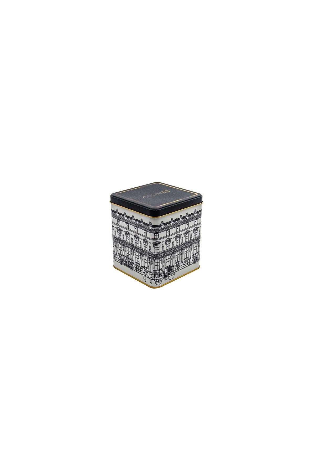 Er024-2j City Cookies Desenli Kare Metal Saklama Kabı 12x12 Cm