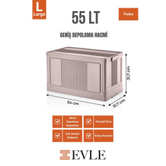 Evle Çok Amaçlı Modüler Kasa, İstiflenebilir Organizer Düzenleyici 55 lt, 54 x 31, 7 x 31, 7 cm, Toprak