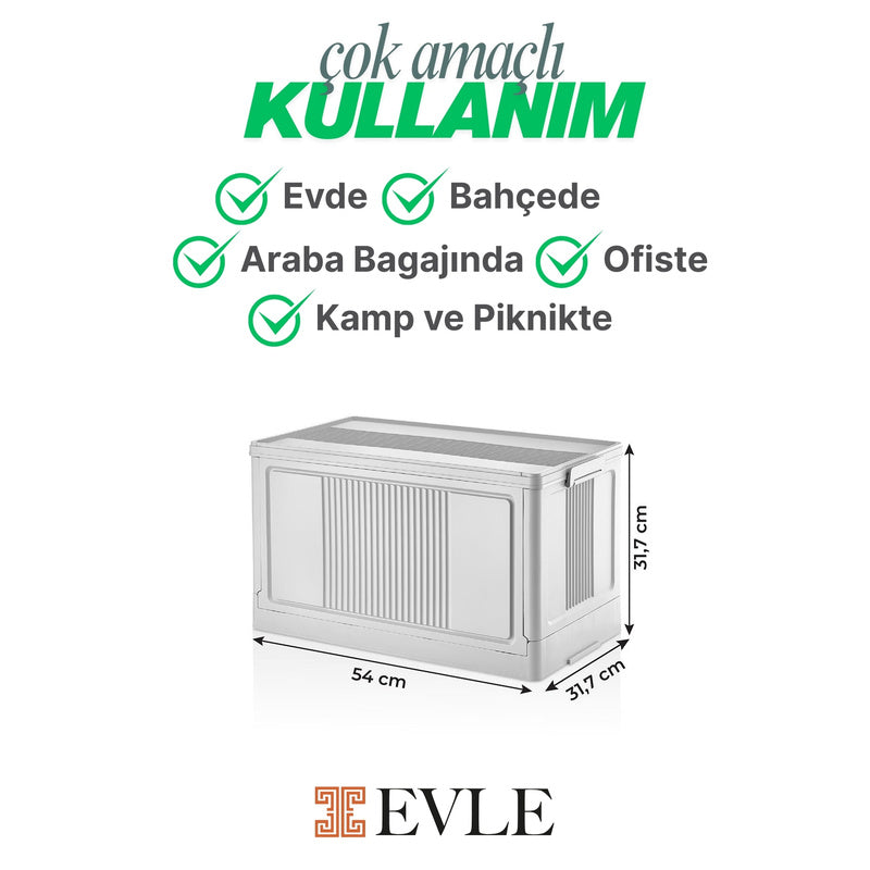 Evle Çok Amaçlı Modüler Kasa, İstiflenebilir Organizer Düzenleyici 55 lt, 54 x 31, 7 x 31, 7 cm, Toprak