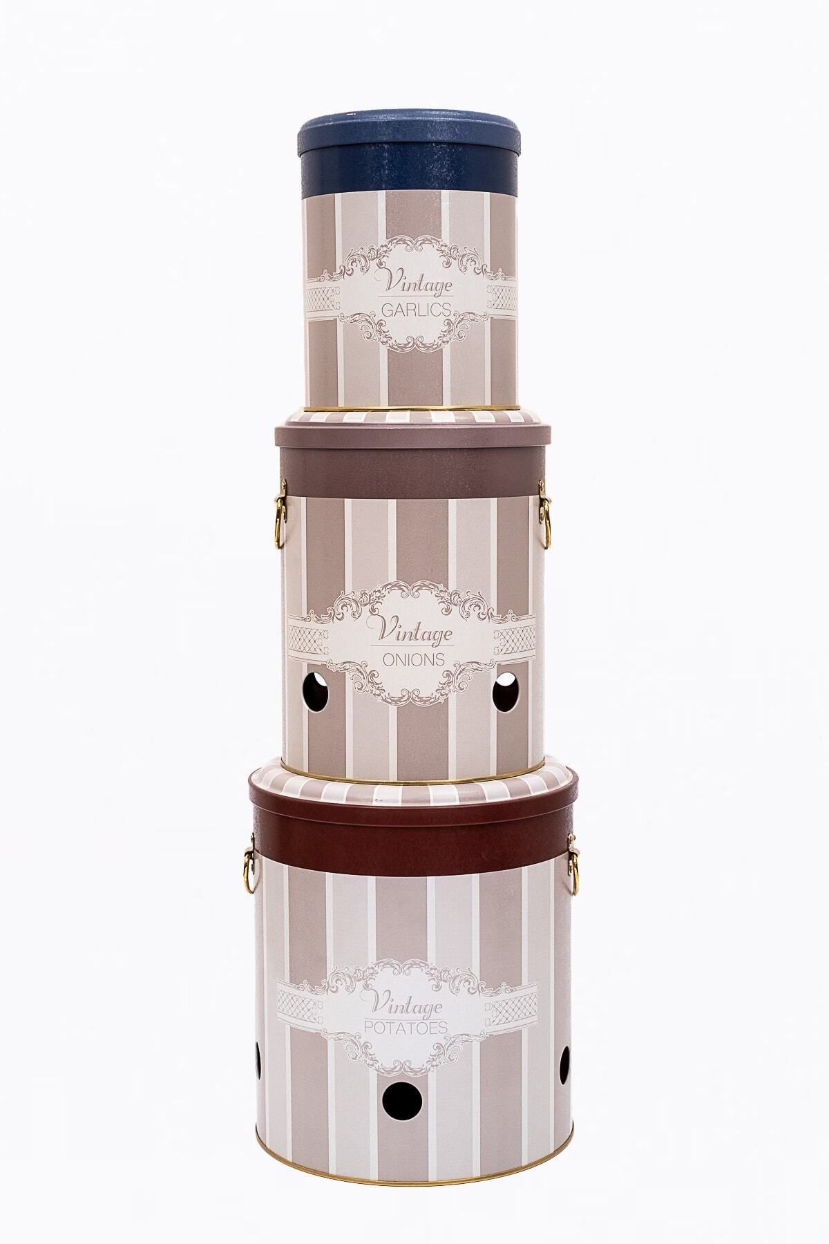 Patates Soğan Sarımsak Saklama Kabı 3 lü Set, Elegance