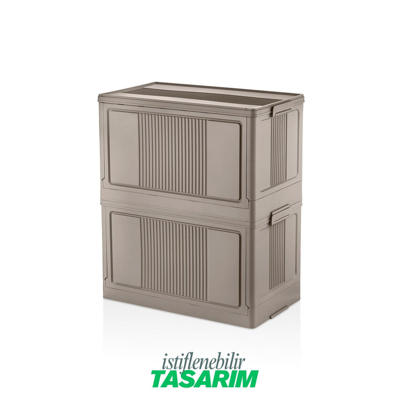 Evle Çok Amaçlı Modüler Kasa, İstiflenebilir Organizer Düzenleyici 55 lt, 54 x 31, 7 x 31, 7 cm, Toprak