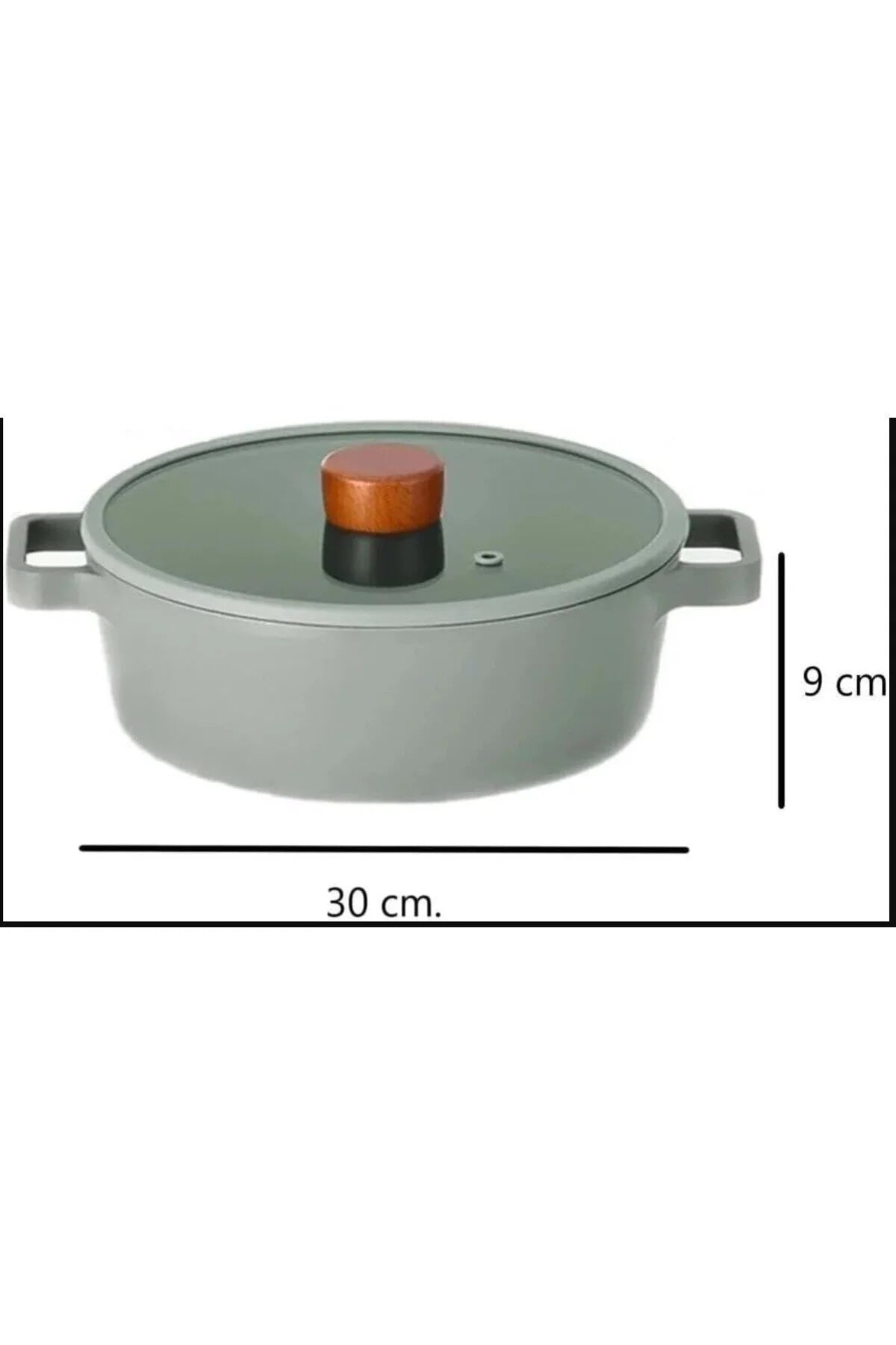 Fika Cam Kapaklı Alüminyum Sığ Tencere 30cm Gri Mutfak 1 Adet