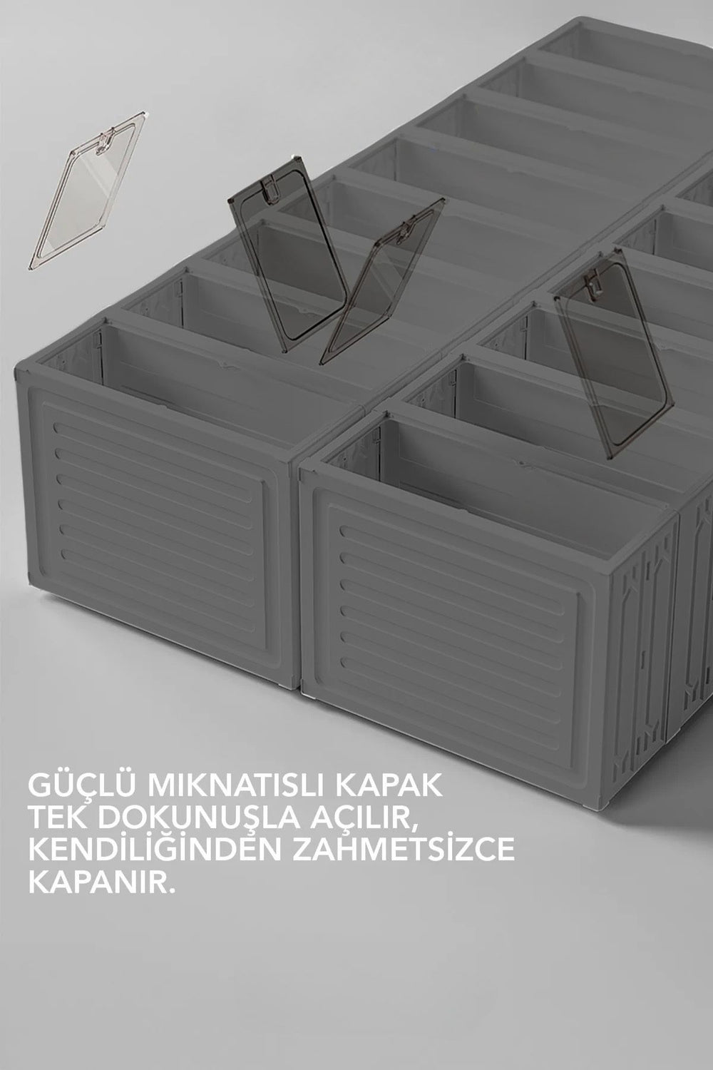 Portatif 6 katlı ayakkabı düzenleyici, güçlü kapaklarıyla pratik depolama sağlar.