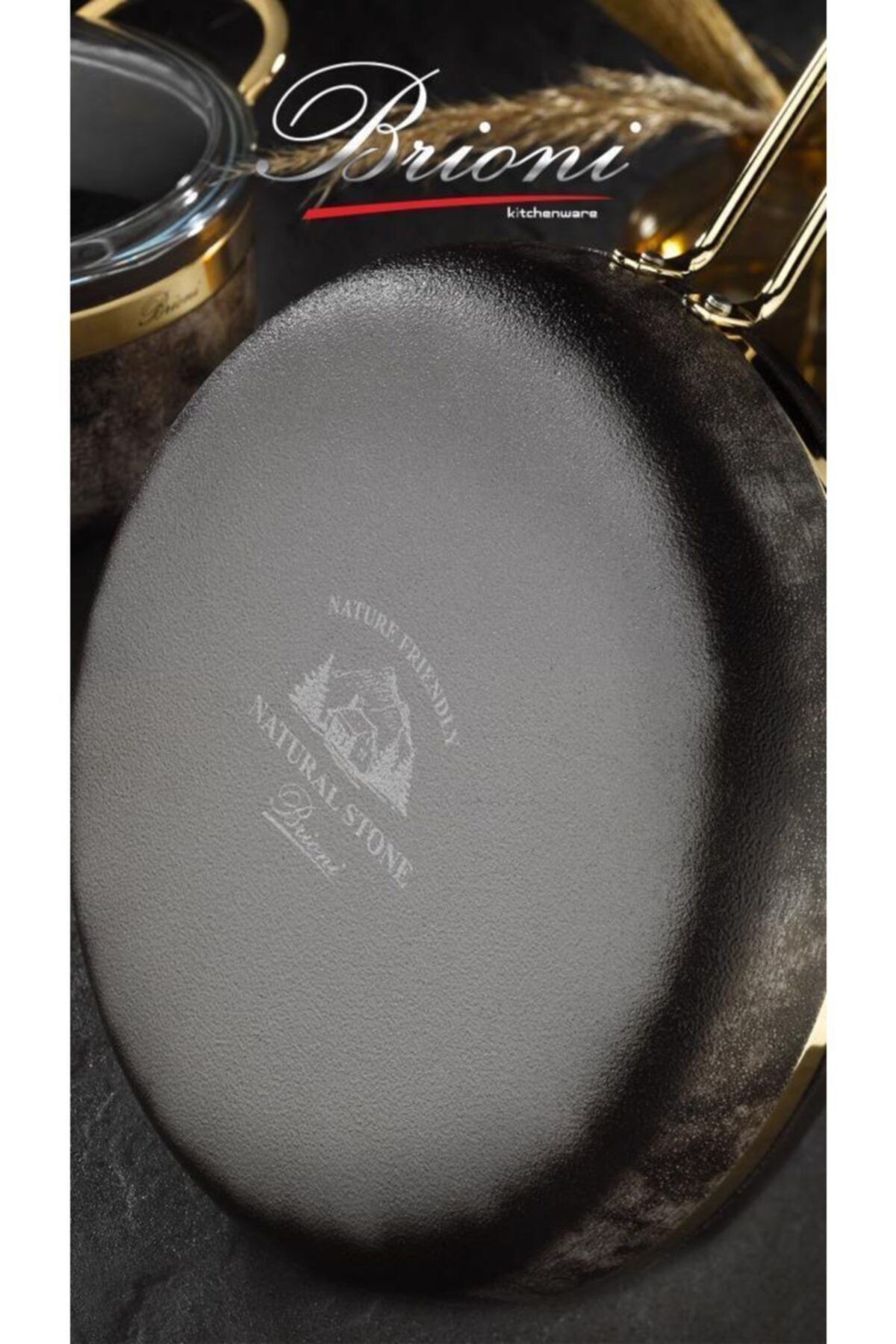 Brioni Royal Stone 9 Parça Kum Taşı&altın Taş Granit Tencere Seti