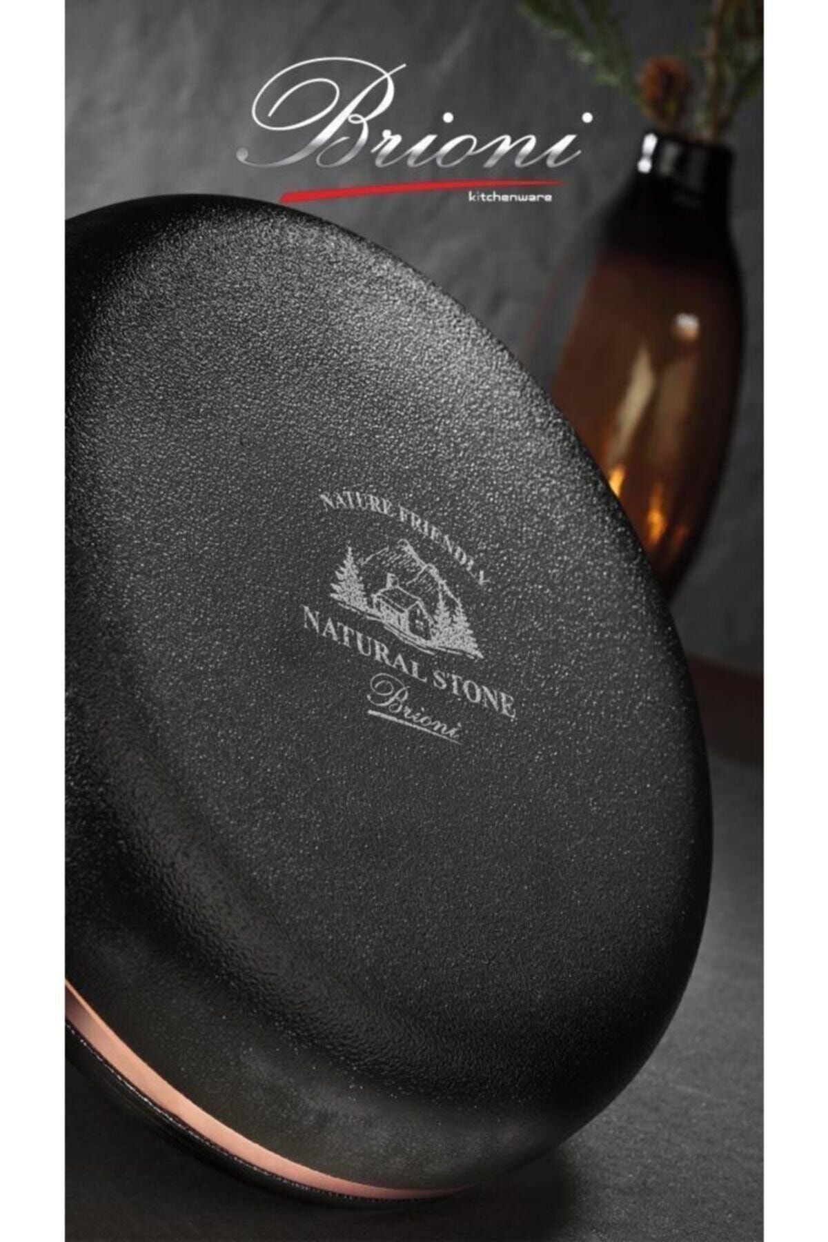 Brioni Royal Stone 9 Parça Antrasit&bakır Taş Granit Tencere Seti