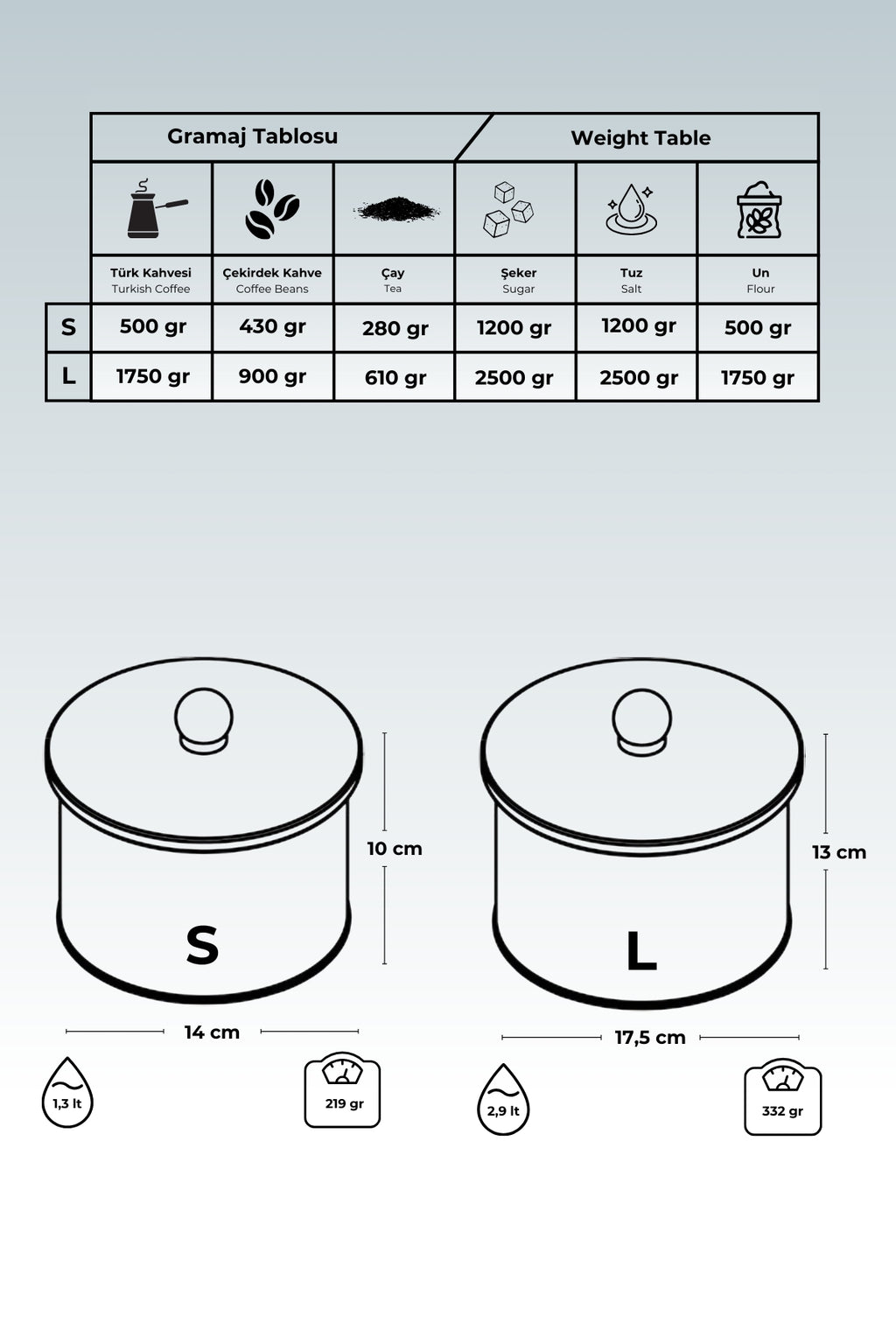 Retro Desenli Metal Saklama Kabı Seti - 2'li Set (1,3 Lt - 2,9 Lt) ERB53U6