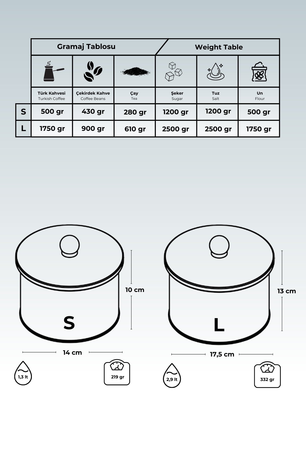 Retro Desenli Metal Saklama Kabı Seti - 2'li Set (1,3 Lt - 2,9 Lt) ERB53U6