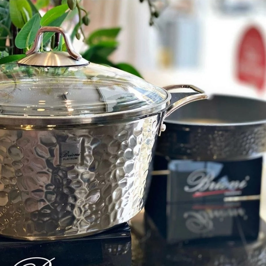 Brioni Copper 7 Parça Platin Tencere Seti