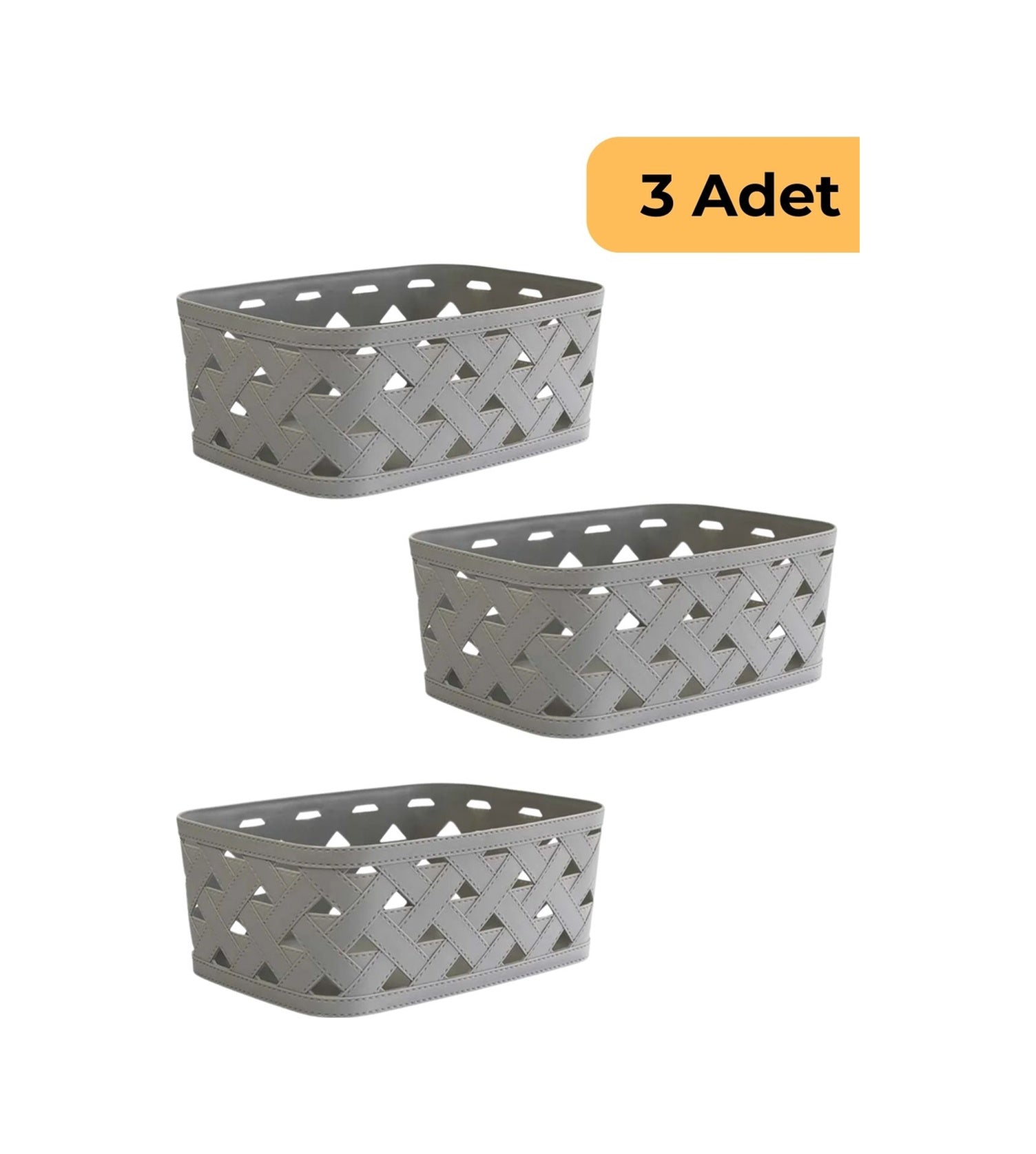 Evle Deri Desenli Sepet, 3'lü Set