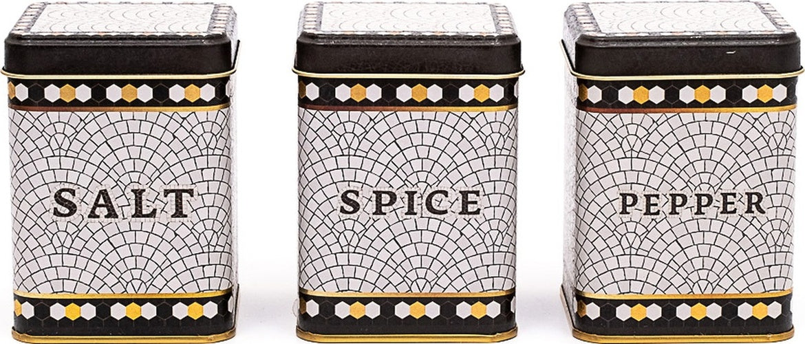 Evle Kare Metal Saklama Kabı 75x75 3 Lü Set Tea Coffee Sugar