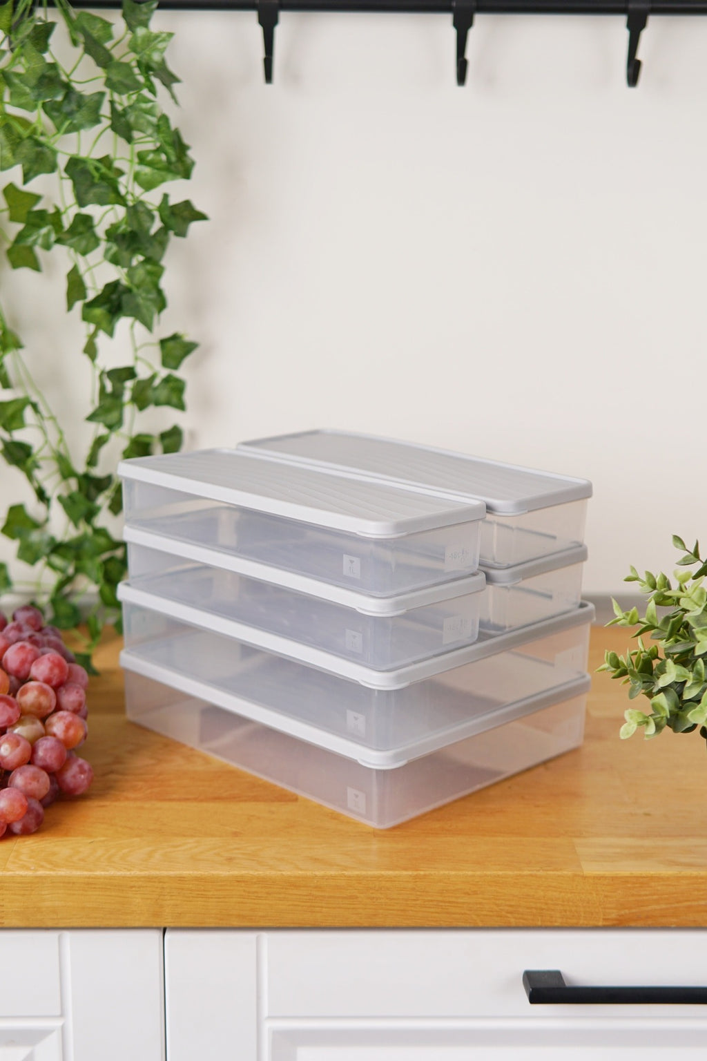 Derin Dondurucu Saklama Kabı 6'lı Set (2 x 3 Lt + 4 x 1 Lt), Gri