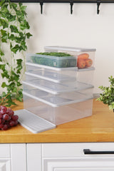Derin Dondurucu Saklama Kabı 7'li Set (5 Lt + 3 Lt + 2 x 2 Lt + 3 x 1 Lt), Gri